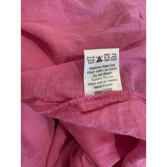 Caroline Constas womens Cotton Midi Dress sz Medium Pink Floral Smocked Tie Back - Picture 7 of 7